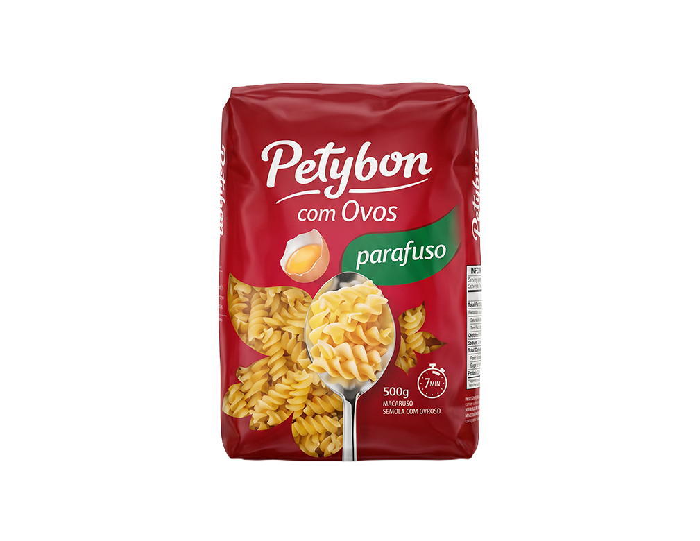 MACARRÃO PARAFUSO COM OVOS PETYBON 500 G (FDO 18 PCT)